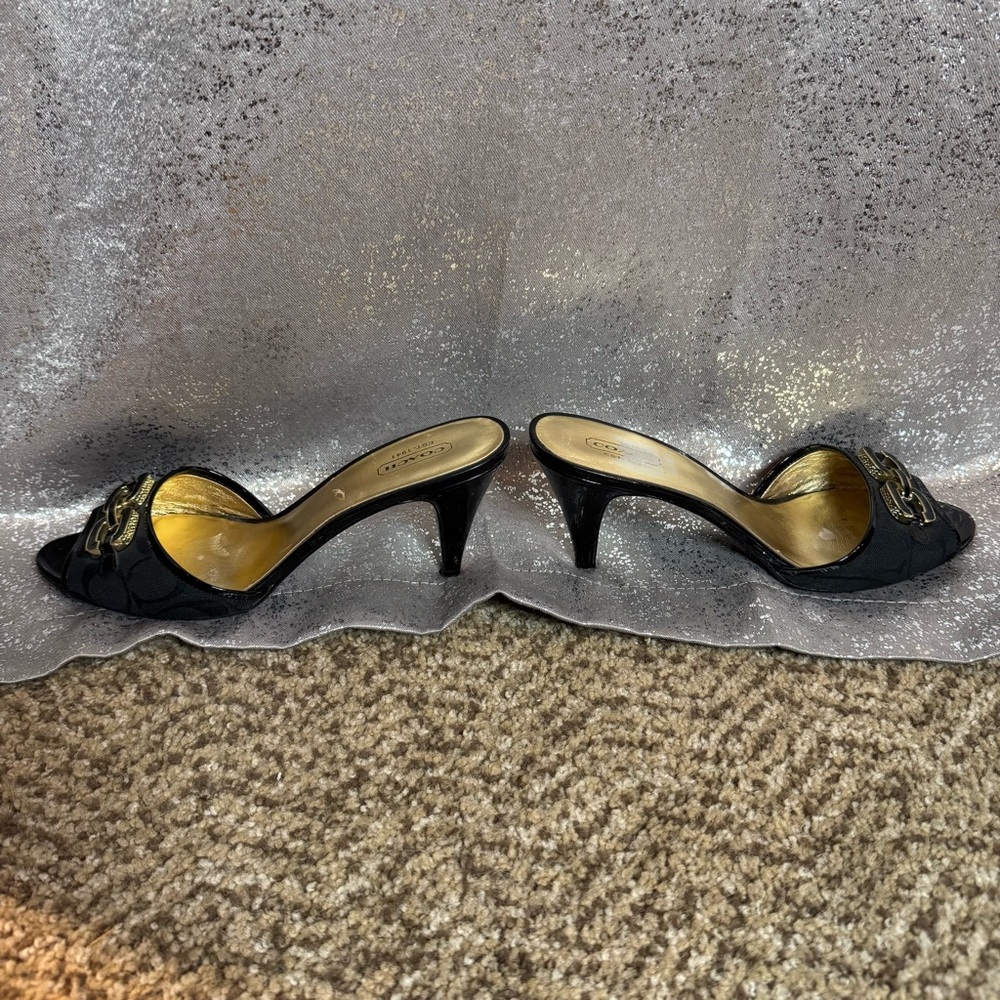 Vintage (2003-ish!) Coach Open Toe Coach logo high heel Slides - Picture 5 of 7